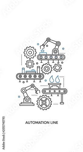 Industrial robots and conveyor belts on an automated production line