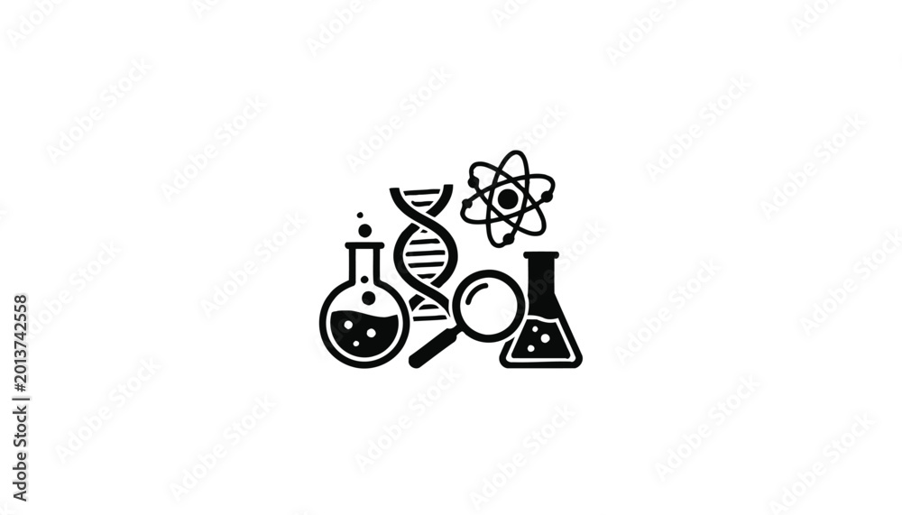 Fototapeta premium Technical research and electronic testing tools vector illustration.