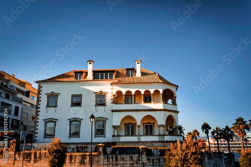 Cascais, Portugal - November 15 2021: Elegant Coastal Villa in Portugal at Golden Hour