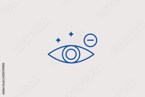 Photos Eye with minus sign line icon for myopia diagnosis and nearsightedness correction