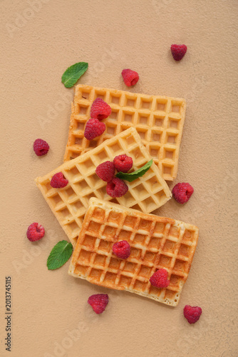 Sweet Belgian waffles with ...