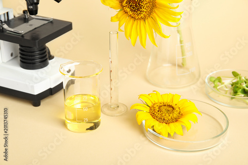 Modern microscope with prof...