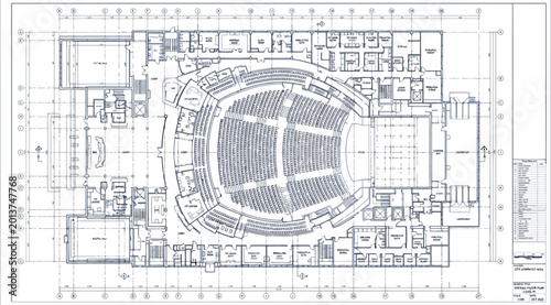 Obraz na plátně Architectural floor plan of a symphony hall