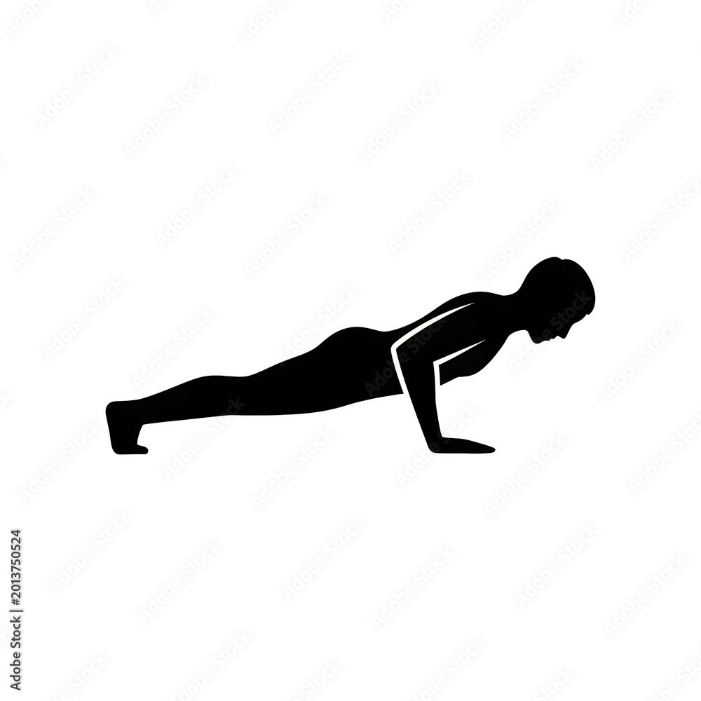 Fototapeta premium Black silhouette of a man doing push-ups