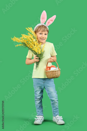 Cute little boy in bunny ea...