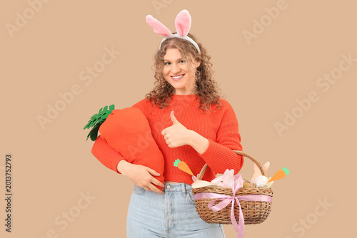 Smiling young woman wearing...