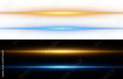 Abstract lights lines, vector laser beams. Glowing streaks on black and png background. Luminous neon lines isolated on transparent background.