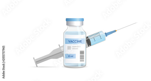 Konstfotografi Vaccine vial with syringe, medical immunization concept vector illustration