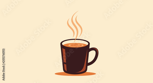 Schilderij op canvas Brown Coffee Mug with Steam Rising.