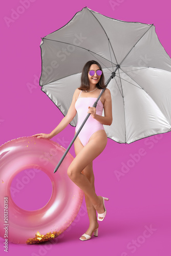 Beautiful young woman with ...