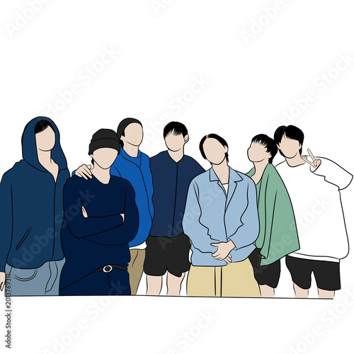 Bild auf Leinwand vector illustration of a boy band from South Korea
 With transparent background