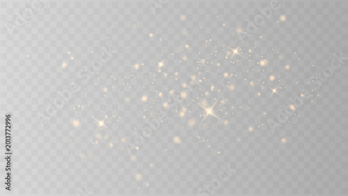 Φωτογραφία Gold Sparkle Dust with Stars on Dark Background Vector