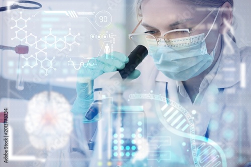 Female scientist with medic...
