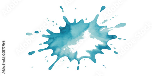 Quadro su tela A decorative blue ink blot design featuring liquid splatters and watercolor pain