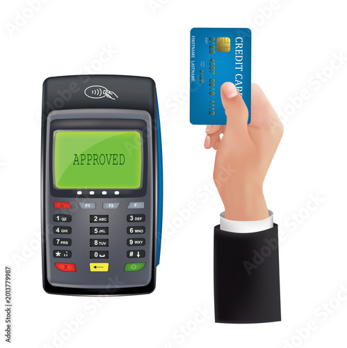 Tableau sur toile Hand holding credit card, vector illustration