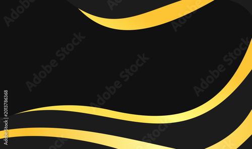 Foto Black and gold abstract background design with elegant curves