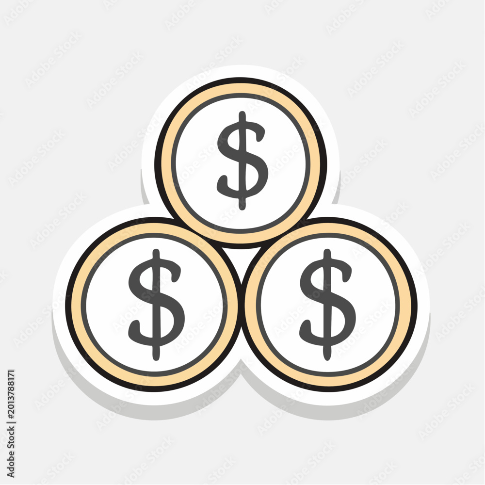 Fototapeta premium Three Dollar Coins Stacked