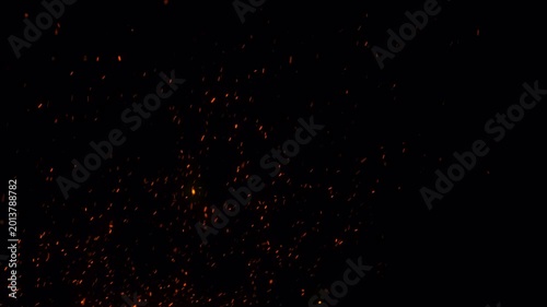 Floating fire flame sparks particles on transparent background video, looping alpha channel
