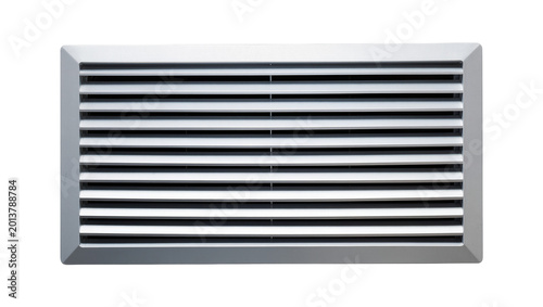 Cuadro en lienzo Isolated white rectangular plastic air ventilation grille or vent for indoor cli