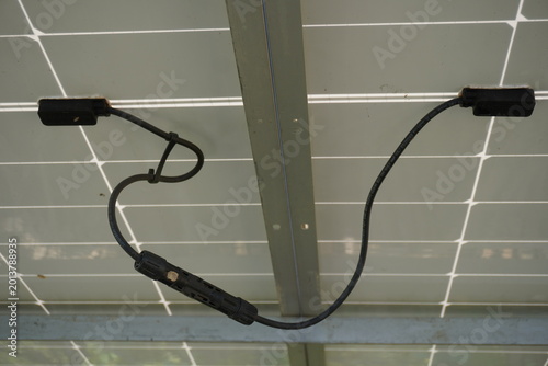 Close Up of Solar Panel Wiring and Connector System