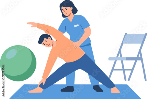 Physical Therapy Rehabilitation Session Illustration