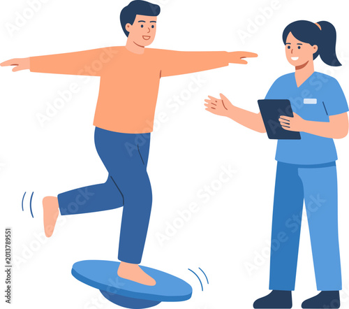 Physical Therapy Rehabilitation Session Illustration