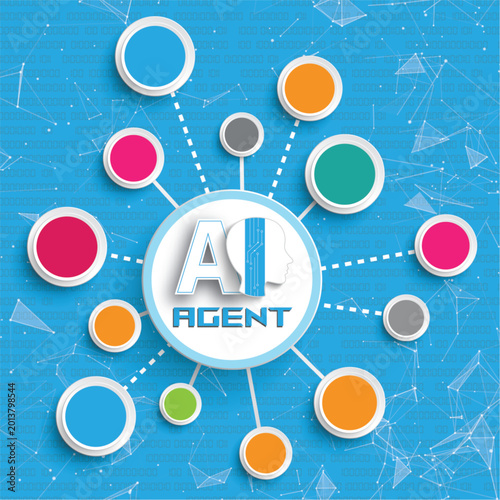 AI Agent Network Data Blue Infographic