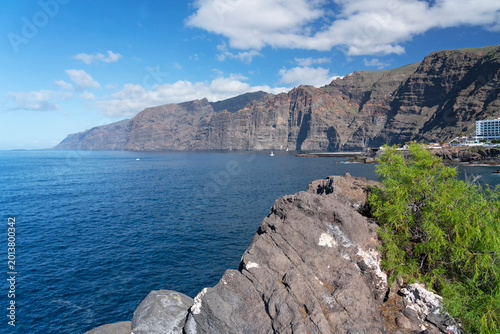 Konstfotografi Los Gigantes rock mountain landscape, Tenerife island ocean view, Spain