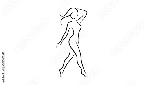 Tableau sur toile Minimalist female body line art illustration, aesthetic woman figure silhouette, modern feminine wall art vector