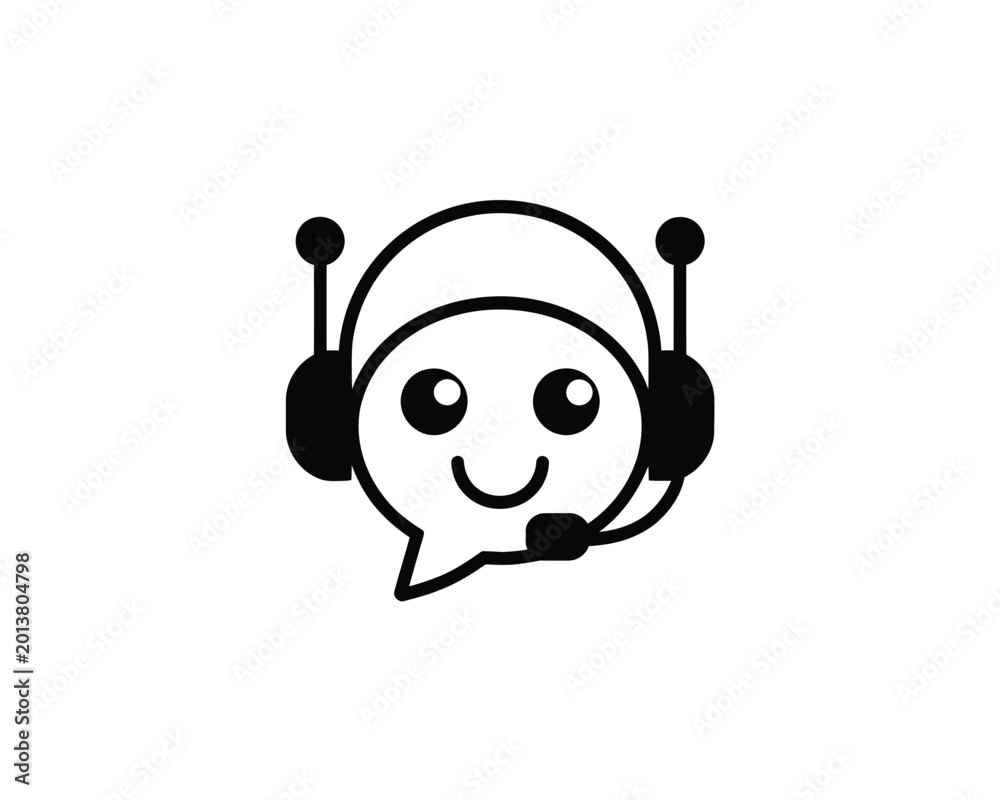 Fototapeta premium Smiley face with headset icon