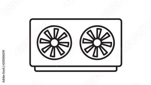 Εκτύπωση καμβά Ventilator icon with two circular fans inside a monitor frame for web, UI, and h