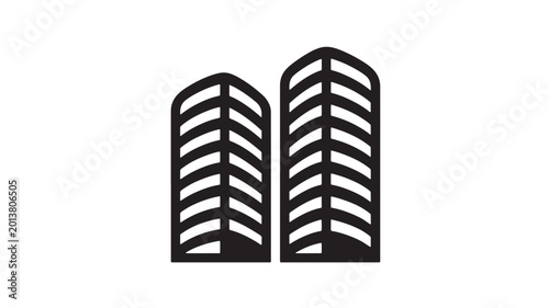Foto Gate church building icon with two archways and white stripes, vector style symb