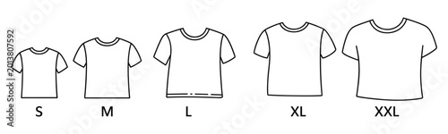 Tableau sur toile Sizing Matters: An array of t-shirts marked with varying sizes, highlighting the versatility of apparel
