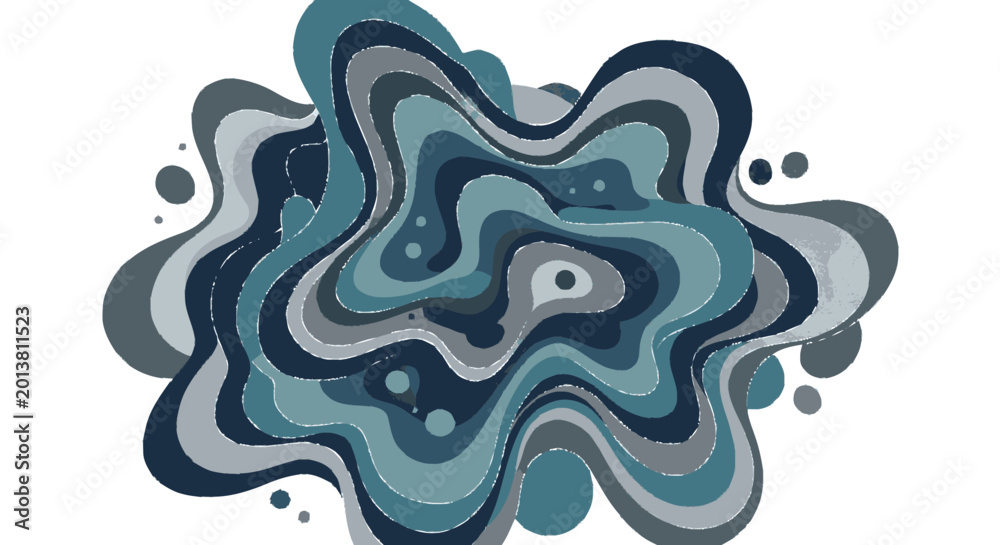 Fototapeta premium Abstract swirl pattern in shades of blue and gray on white background