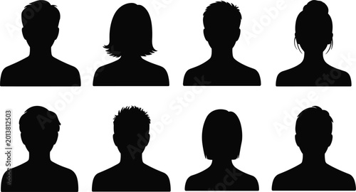 Photos Human avatar silhouettes set black profile icons vector illustration isolated co