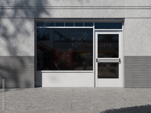Blank Storefront Window Decal with Realistic Reflection. 3d render.