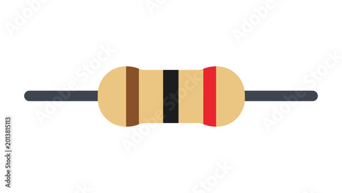 Obraz na plátně Technical passive impedance resistor vector for circuit design, minimalist electronic component schematic icon for engineering, hand-drawn hardware part graphic for digital technology