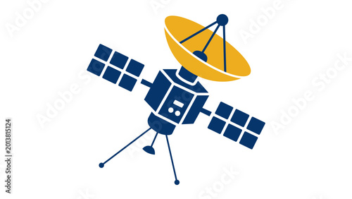 Tableau sur toile Scientific space probe vector icon or detailed satellite illustration for aerospace technology concepts, exploring the universe and planetary research in a modern minimalist outline design