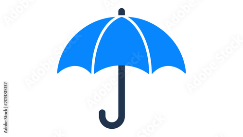 Foto Modern weather protection umbrella vector icon illustration, minimalist hand-drawn parasol graphic with crisp outlines, scalable vector element for seasonal design, rain and sun shelter symbol
