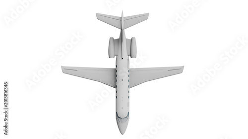 Top View of Private Jet Airplane in Flight
