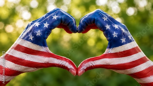 American flag hands forming heart shape