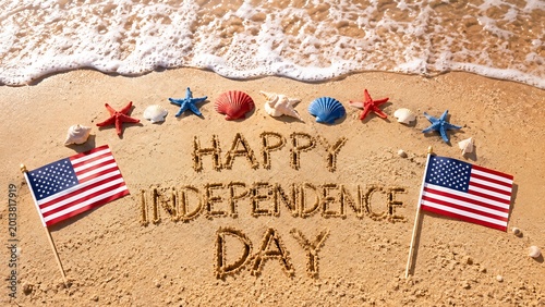 Happy independence day celebration on the beach