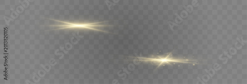 Canvas Print Yellow neon light lines with dynamic curves and airy glowing effect