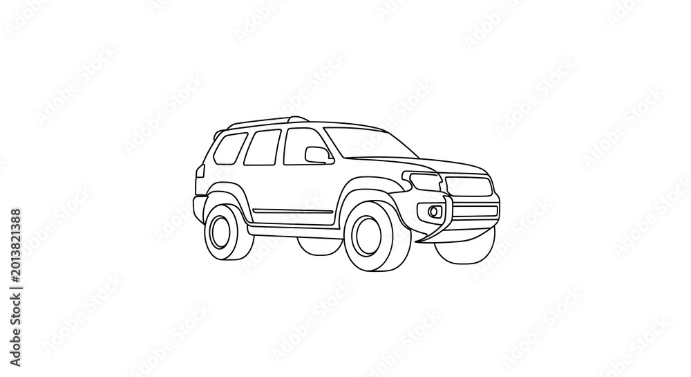 Fototapeta premium Outlined suv illustration