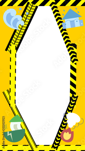 Vertical Disaster Warning Tape Frame with Copy Space