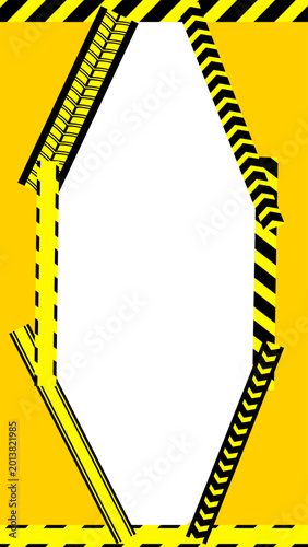 Vertical Yellow and Black Warning Tape Frame Background