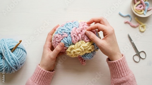 World mental health day creative crochet as self care for wellbeing and emotional balance