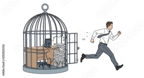 Slika na platnu Businessman escaping from office cage
