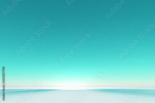 Tranquil vast ocean under clear turquoise sky at sunrise