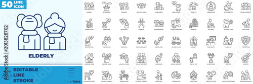 Elderly Line Editable Icons set